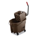 Mop Buckets | Rubbermaid Commercial FG758088BRN 35 qt. WaveBrake 2.0 Side-Press Plastic Bucket/Wringer Combos - Brown image number 0