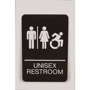 Headline Sign 7772 6 x 9 Unisex Restroom ADA Sign - Black Face/White Graphics