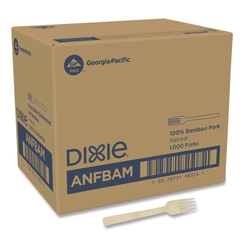 Cutlery | Dixie ANFBAM Mediumweight Bamboo Cutlery Fork - Light Golden (1000/Carton) image number 0