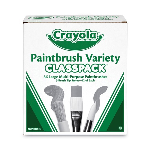 Arts & Crafts Supplies | Crayola 50036 Large Variety Paint Brush Classpack (36/Set) image number 0