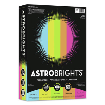 COVER AND CARDSTOCK | Astrobrights 99904-01 65 lbs. Cover Weight 8.5 in. x 11 in. Color Cardstock - "Bright" Assortment (250/Pack)