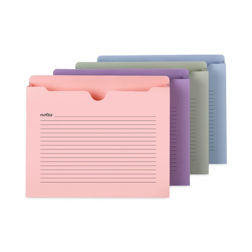 Back to School Sale | Smead 75695 2 in. Expansion Letter Size Notes File Jackets - Assorted Colors (12/Pack) image number 0