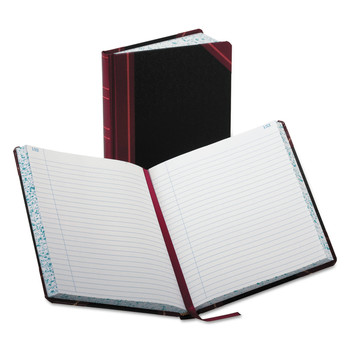 Boorum & Pease 38-300-R 9.25 x 7.31 Sheets Record-Style Rule Account Record Book - Black/Red/Gold Cover
