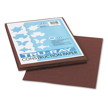 COVER AND CARDSTOCK | Pacon P103024 9 in. x 12 in. 76 lbs. Text Weight Tru-Ray Construction Paper - Dark Brown (50/Pack)