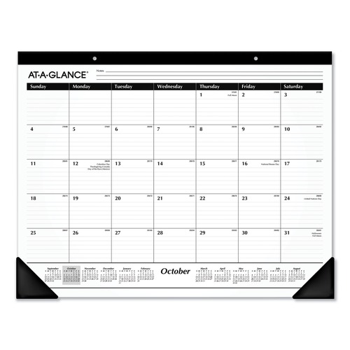 Notebooks & Pads | AT-A-GLANCE SK2416-00 21.75 in. x 17 in. 16-Month (Sept 2025-Dec 2026) Academic Year Ruled Desk Pad - White Sheets/Black Binding/Black Corners image number 0