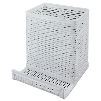 DESKTOP ORGANIZERS | Artistic ART20014WH Urban Collection 3.5 in. x 3.5 in. Perforated Steel Punched Metal Pencil Cup/Cell Phone Stand - White