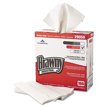  | Georgia-Pacific 29050/03 9.25 in. x 16.69 in. 4-Ply Medium Duty Scrim Reinforced Wipers - Unscented, White (166/Box, 5-Boxes/Carton)