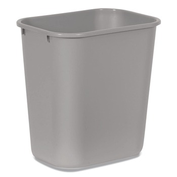 Rubbermaid Commercial FG295600GRAY 7-Gallon Rectangular Deskside Wastebasket - Gray