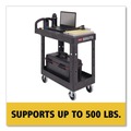Cleaning Carts | Rubbermaid Commercial FG450500BLA 19.19 in. x 37.88 in. x 33.33 in. 500 lb. Capacity Plastic Flat Shelf Utility Cart - Black image number 6