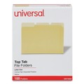 File Folders | Universal UNV10504 Deluxe Colored Top 1/3-Cut Tabs Letter Size File Folders - Yellow/Light Yellow (100/Box) image number 0