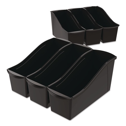 Boxes & Bins | Storex 70109E06C Large Book Bin,  2 gal, 5.3-in x 14.3-in x 7-in, Black, 6/Pack image number 0