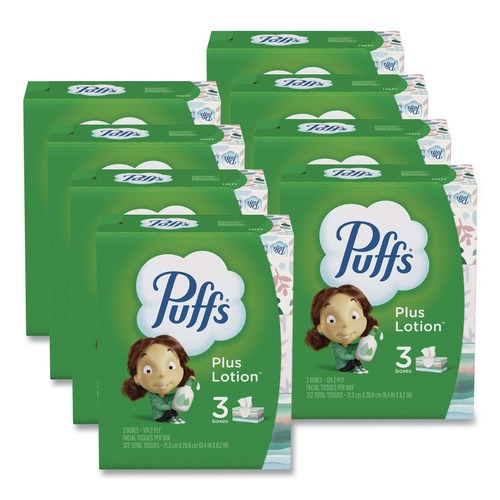 Tissues | Puffs 39363 2-Ply Plus Lotion Facial Tissue - White (8 Packs/Carton) image number 0