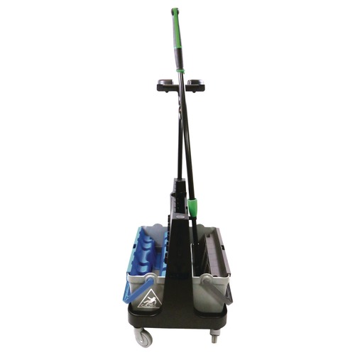 Mop Buckets | Unger UNGCLBK1 1.5 gal. OmniClean Dual Bucket Kit - Black/Blue/Gray image number 0