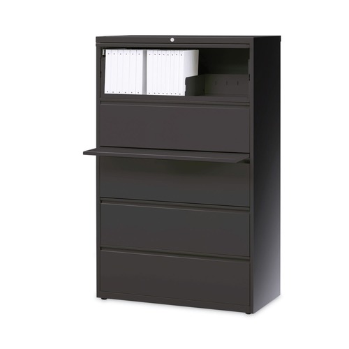 Office Filing Cabinets & Shelves | Hirsh Industries 16068 36 in. x 18.62 in. x 67.62 in. 5 Letter/Legal/A4-Size File Drawers Lateral File Cabinet - Charcoal image number 0