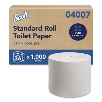 Scott 04007 Essential Coreless SRB Septic Safe 2-Ply Bathroom Tissue - White (36/Carton)