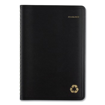AT-A-GLANCE 70100G05 8.5 in. x 5.5 in. 12-Month (Jan. to Dec.) 2026 Recycled Weekly Block Format Appointment Book - Black Cover