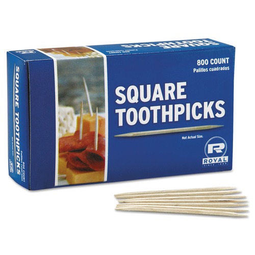 Cutlery | AmerCareRoyal R820SQ 2.75 in. Square Wood Toothpicks - Natural (19200/Carton) image number 0