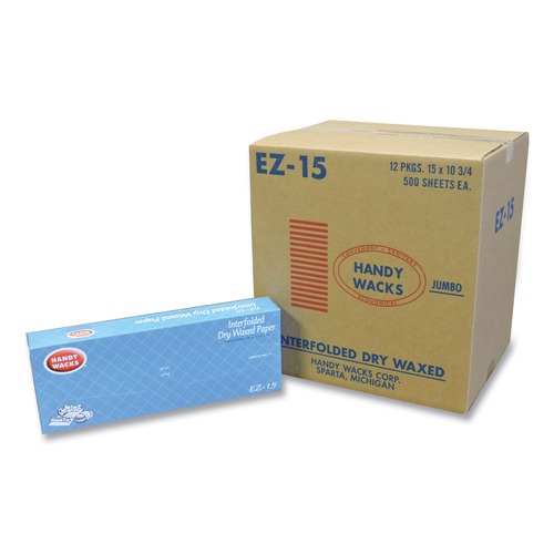 Food Service | Handy Wacks EZ15 10.75 in. x 15 in. Interfolded Dry Waxed Paper Deli Sheets (12/Carton) image number 0