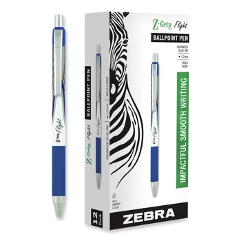 Zebra 21920 Z-Grip Flight Bold 1.2 millimeter Retractable Ballpoint Pen - Blue Ink/Blue/White Barrel (1-Dozen)