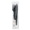 Cutlery | Dixie CH56NSPC7 Wrapped Fork/Knife/Spoon/Napkin Packets - Black (250/Carton) image number 3