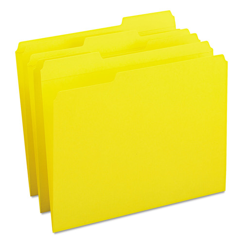 File Folders | Smead 12934 1/3-Cut Tabs Assorted Letter Size 0.75 in. Expansion Reinforced Top Tab Colored File Folders - Yellow (100/Box) image number 0