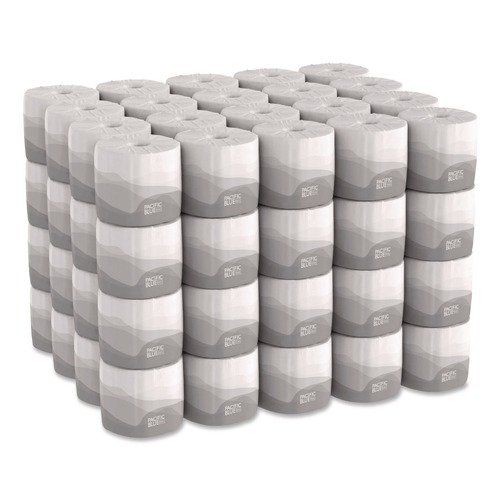 Toilet Paper | Georgia Pacific Professional 19881/01 1-Ply Pacific Blue Basic Embossed Septic Safe Bathroom Tissue - White (80 Rolls/Carton) image number 0
