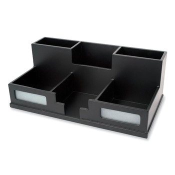  | Victor 9525-5 10.5 in. x 5.5 in. x 4 in. 6 Compartments Wood Desk Organizer with Smartphone Holder - Midnight Black