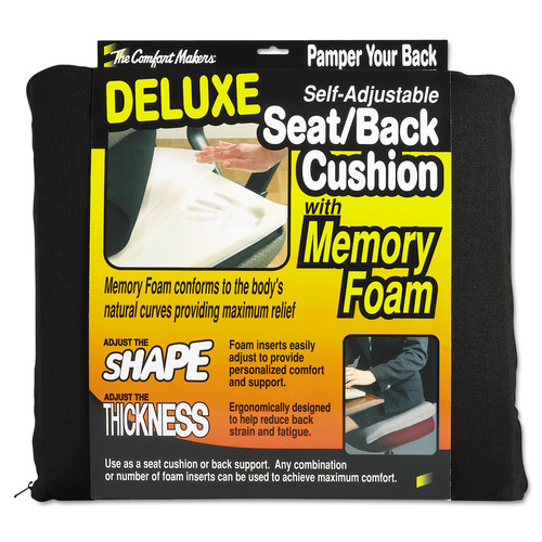 Office Chairs | Master Caster 91061 The ComfortMakers 17 in. x 2.75 in. x 17.5 in. Memory Foam Deluxe Seat/Back Cushion - Black image number 0