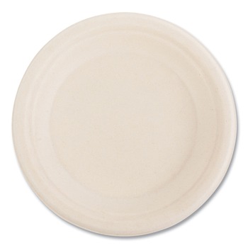 BOWLS AND PLATES | Boardwalk BWKPLATEWF6NPFA 6 in. Bagasse PFAS-Free Dinnerware Plate - Tan (1000/Carton)