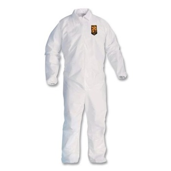 Ansell KCC44312 A40 Coveralls with Zipper Front and Elastic Wrists and Ankles - Medium/White (25/Carton)