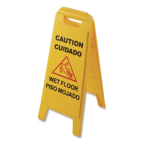 Floor Signs & Safety Signs | Carlisle 3690000 11 x 25 x 25 Wet Floor Sign (English/Spanish) - Yellow image number 0