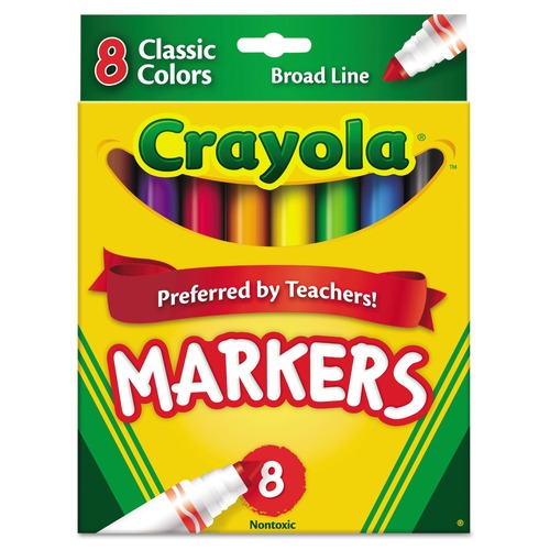Permanent Markers | Crayola 587708 Broad Bullet Tip Non-Washable Marker - Assorted Classic Colors (8/Set) image number 0