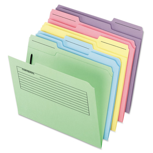 File Folders | Pendaflex 45270 1-Fastener Letter Size Printed Notes Fastener Folder - Assorted Colors (30/Pack) image number 0