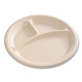Bowls and Plates | Boardwalk BWKPLT3C10NPFA 10 in. 3-Compartment Bagasse PFAS-Free Dinnerware Plate - Tan (500/Carton) image number 7