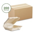 Food Trays, Containers, and Lids | Vegware VW-HC91NFA 9 x 9 x 3 Nourish Molded Compostable Sugarcane Fiber Takeout Containers - White (200/Carton) image number 1