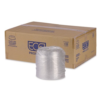 Eco-Products EP-P013LID 9 in. x 1.5 in. 100% Recycled Content Round Plastic Plate Lids - Clear (300/Carton)