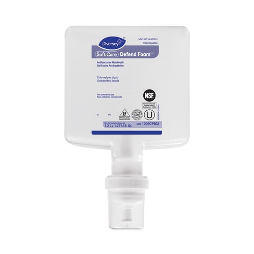 Hand Soaps | Diversey Care 100907902 1.2 Liter Refill Fragrance-Free Soft Care Defend Foam Handwash (6/Carton) image number 0