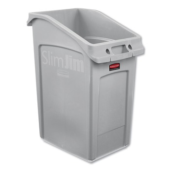 TRASH WASTE BINS | Rubbermaid Commercial 2026721 Slim Jim 23 Gallon Polyethylene Under-Counter Container - Gray