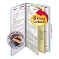 File Folders | Smead 19030 Six SafeSHIELD Fasteners 2 Dividers Legal Size Six-Section Pressboard Top Tab Classification Folders - Blue (10/Box) image number 3
