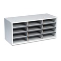 Back to School Sale | Fellowes Mfg Co. 25004 12 Sections 29 in. x 11-7/8 in. x 12-15/16 in. Particle Board Desktop Sorter - Dove Gray image number 0