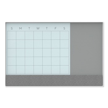 U Brands 3197U00-01 35 in. x 23 in. Monthly View 3-N-1 Magnetic Glass Dry Erase Combo Board - White Aluminum