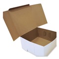 Food Trays, Containers, and Lids | SCT 1589 12 in. x 12 in. x 6 in. Standard Paper One-Piece Non-Window Bakery Boxes - White/Brown (50/Bundle) image number 1