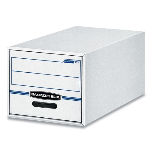 Boxes & Bins | Bankers Box 00722 16.75 in. x 19.5 in. x 11.5 in. STOR/DRAWER Basic Space-Savings Storage Drawers for Legal Files - White/Blue (6/Carton) image number 0