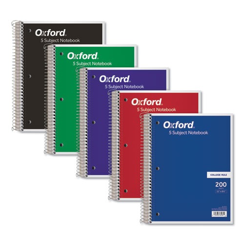 Notebooks & Pads | Oxford 65581 11 in. x 8.5 in. Sheets 3-Hole Punch 5 Subject College Rule Coil-Lock Wirebound Notebook - Randomly Assorted Cover Color image number 0
