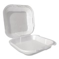 Food Trays, Containers, and Lids | Plastifar 12091 8 in. x 8.56 in. x 2.76 in. Secure Two Tab Latch Poly Bag Foam Hinged Lid Container - White (200/Pack) image number 0
