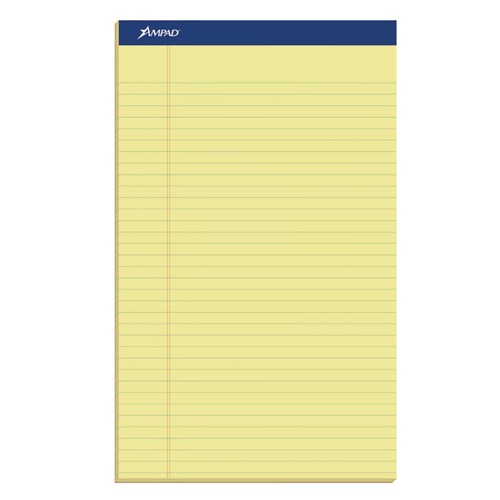 Notebooks & Pads | Ampad 20-230 8.5 in. x 14 in. Wide/Legal Ruled Perforated Writing Pads - Canary Yellow (1-Dozen) image number 0