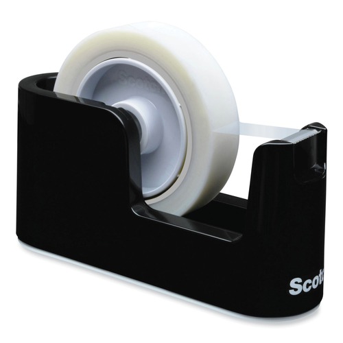 Back to School Sale! Save an additional 15%! | Scotch C-24 3 in. Core ABS Heavy Duty Weighted Desktop Tape Dispenser with One Roll of Tape - Black image number 0