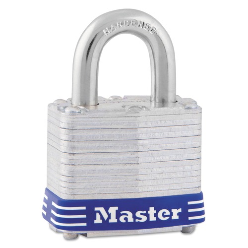 Office & Office Supplies | Master Lock 5D 2 in. Wide 2 Keys Four-Pin Tumbler Laminated Steel Lock - Silver/Blue image number 0