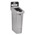 Trash & Waste Bins | Rubbermaid Commercial 2185053 Slim Jim Recycling Station Kit 1-Stream Landfill 23 gal Plastic Gray/Black image number 1