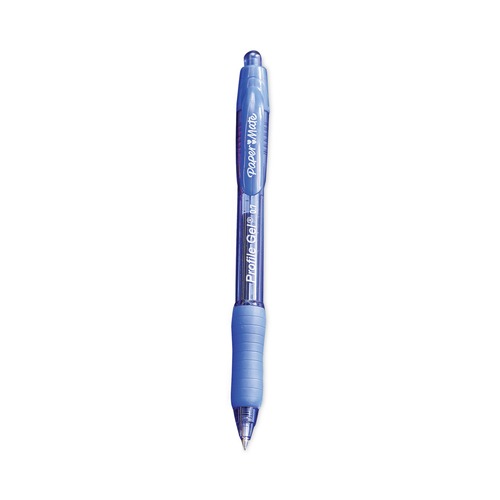 Pens | Paper Mate 2102130 Profile 0.5 mm Retractable Gel Pen - Blue Ink/Translucent Blue Barrel/Fine (1-Dozen) image number 0